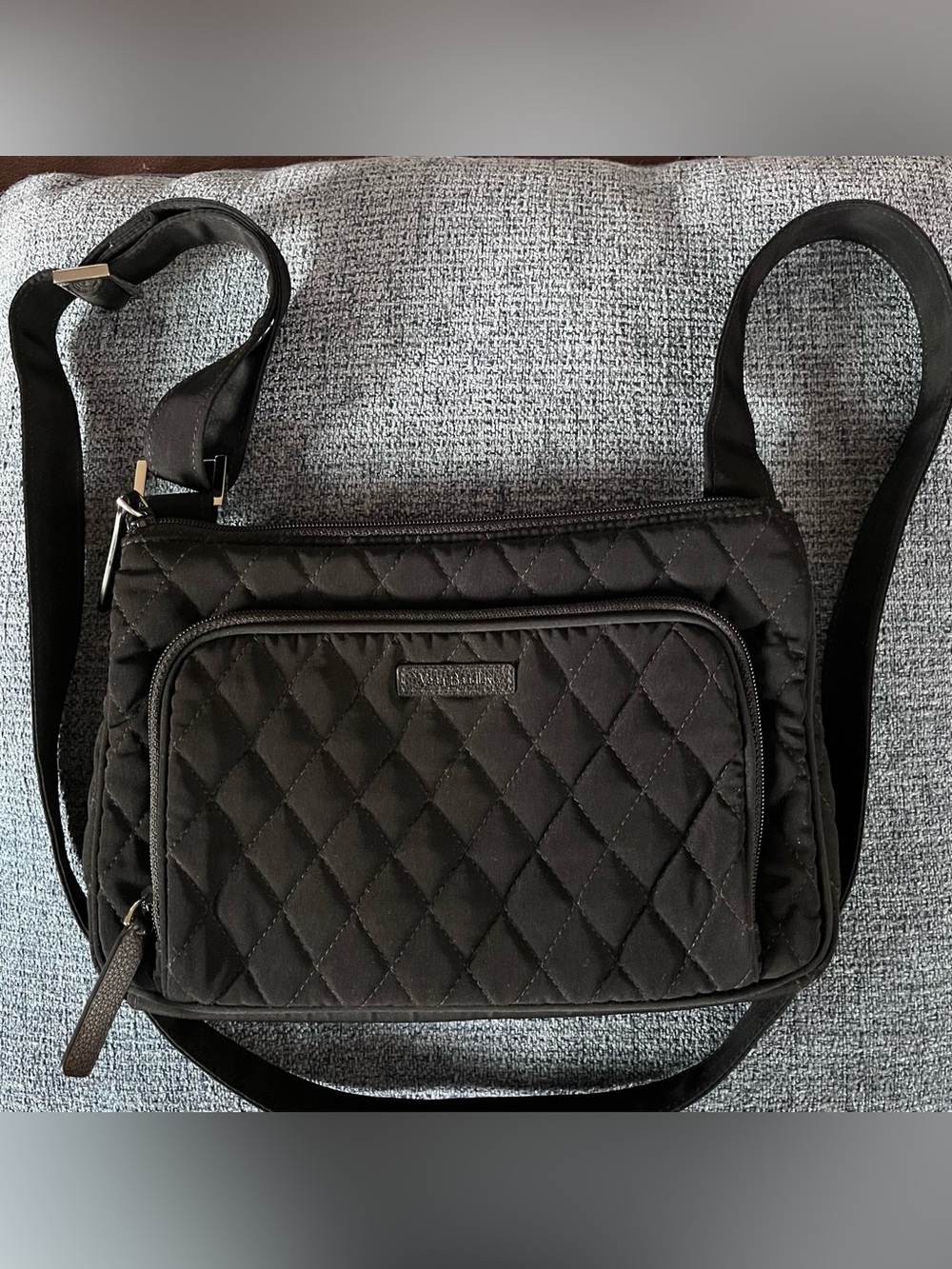 Vera Bradley Little Hipster BLACK Quilted bag Crossbody Zipper Handbag Purse